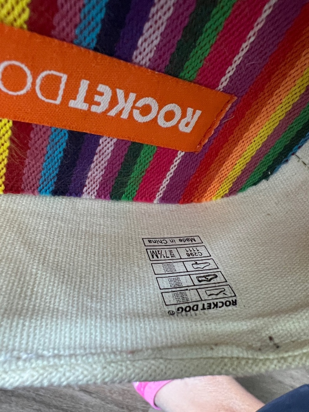 Rocket Dog Cream Canvas Ballet Flats with Rainbow Stripe Insole - Picture 2 of 5